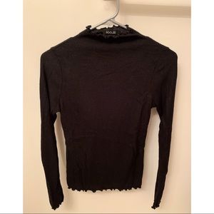 BLACK ROOLEE LONG SLEEVE RIBBED SHIRT SIZE M